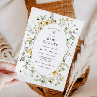 Convites Sweet as Can Bee Yellow Flowers Baby Shower 