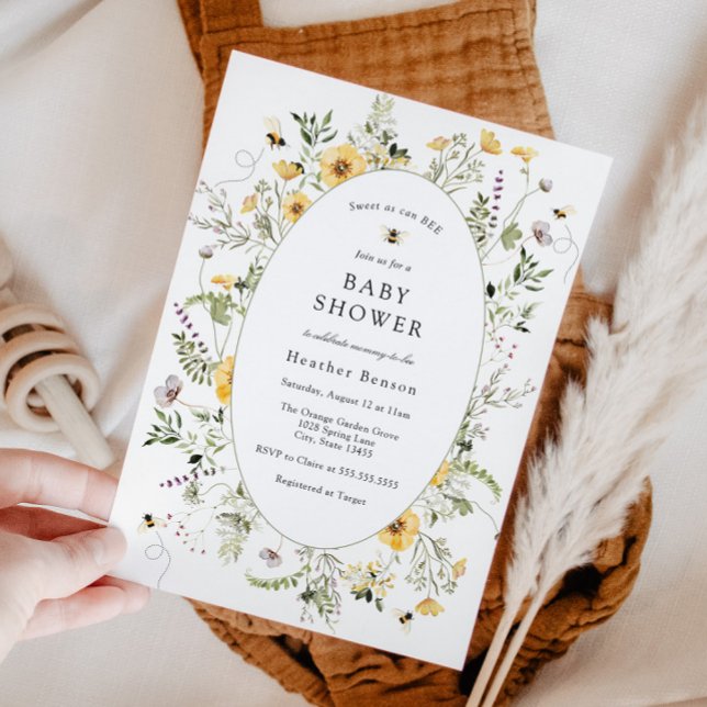 Convites Sweet as Can Bee Yellow Flowers Baby Shower  (Criador carregado)