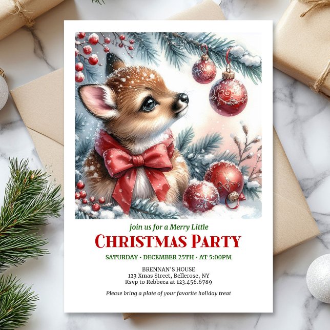 Convites Sweet baby fawn Christmas kids invitation digital  (Sweet baby fawn Christmas kids invitation digital download)