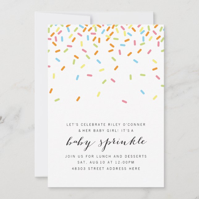 Convites Sweet Baby Sprinkle Invite (Frente)