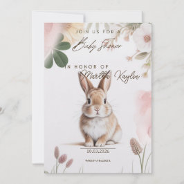 Convites Sweet Bunny Floral Baby Shower Invitation Editable