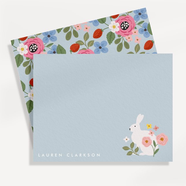 Convites Sweet Bunny Floral Easter Note Card (Criador carregado)