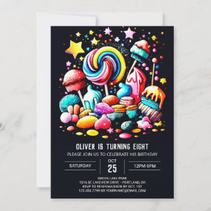 Convites Sweet Candyland Editable Birthday