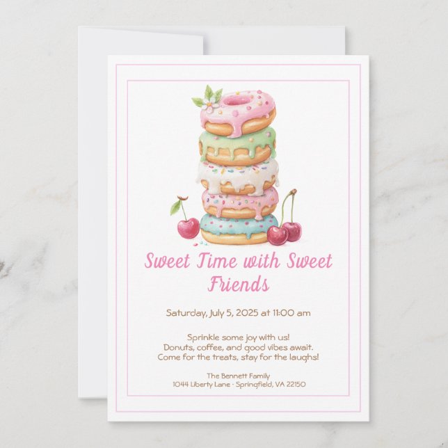 Convites Sweet Celebration Invite – Colorful Donuts Party  (Frente)