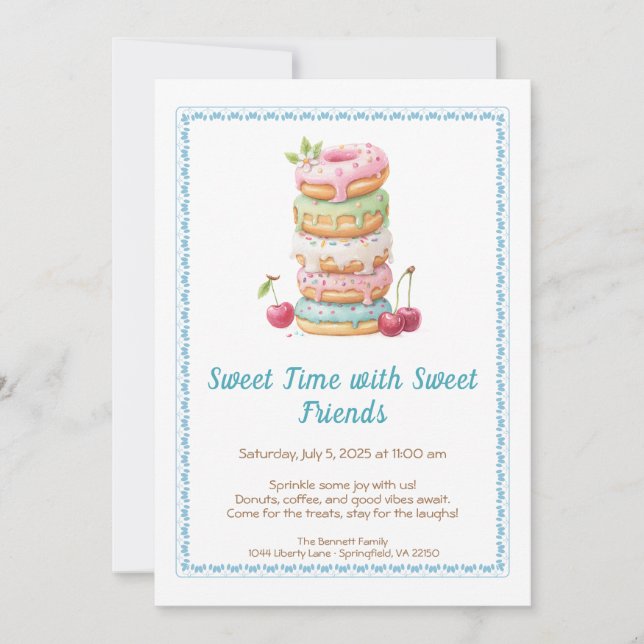 Convites Sweet Celebration Invite – Colorful Donuts Party  (Frente)