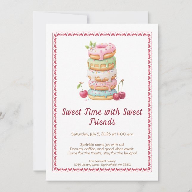 Convites Sweet Celebration Invite – Colorful Donuts Party  (Frente)