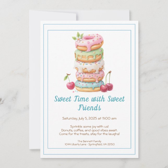 Convites Sweet Celebration Invite – Colorful Donuts Party  (Frente)