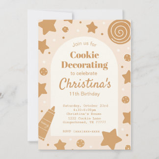 Convites Sweet Cookie Decorating Birthday Invitation