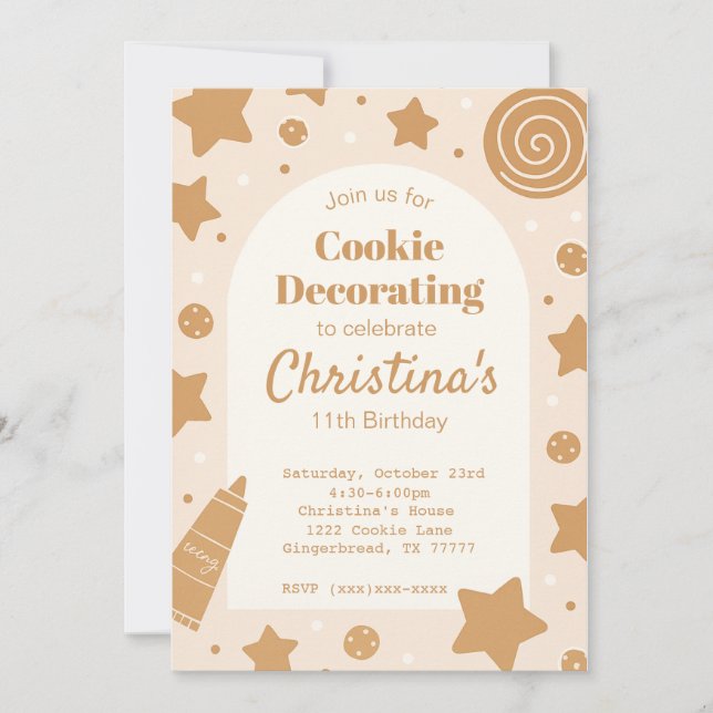 Convites Sweet Cookie Decorating Birthday Invitation (Frente)