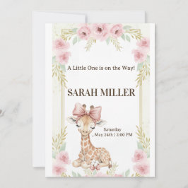 Convites Sweet Giraffe Pink Floral Baby Shower InInvitation