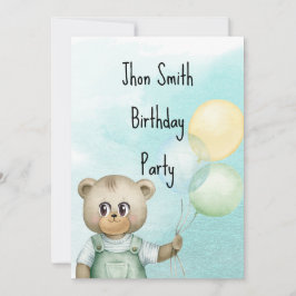 Convites Sweet green baby bear baby