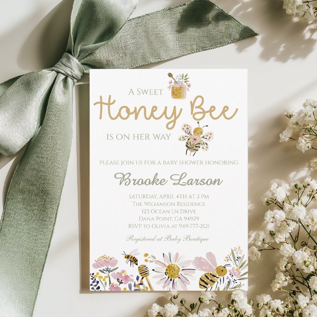 Convites Sweet Honey Bee Baby Shower Invitation (Criador carregado)