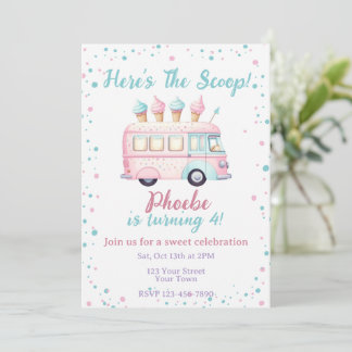 Convites Sweet Ice Cream Truck Birthday Invitation