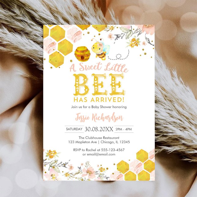 Convites Sweet Little Bee Honey Bee Baby Shower Invitation (Criador carregado)