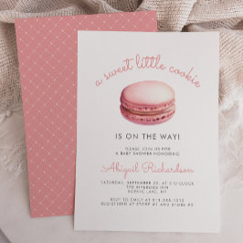 Convites Sweet Little Cookie Macaron Pink Girl Baby Shower