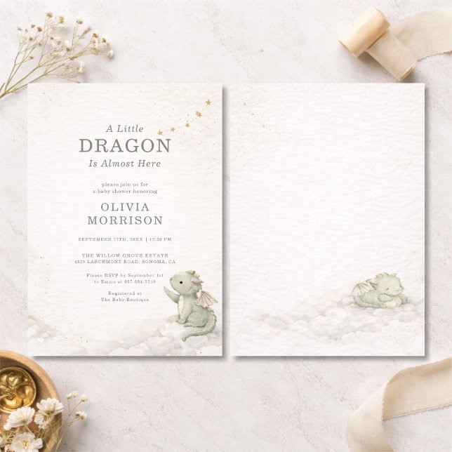Convites Sweet Little Dragon Baby Shower Invitation (Criador carregado)