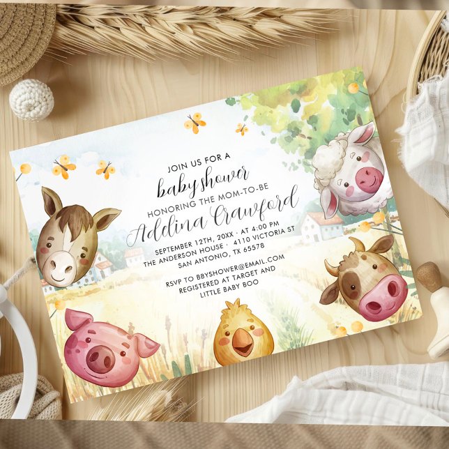 Convites Sweet Little Farm Baby Shower Invitation (Criador carregado)