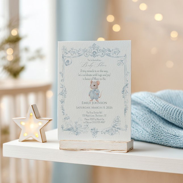Convites Sweet Little Mouse Baby Shower Invitation (Criador carregado)