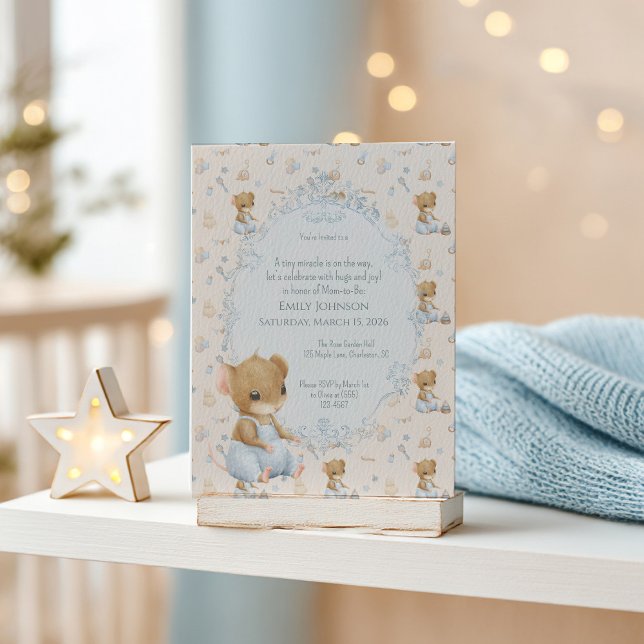 Convites Sweet Little Mouse Baby Shower Invitation (Criador carregado)