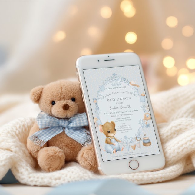 Convites Sweet Little Mouse Baby Shower Invitation (Criador carregado)