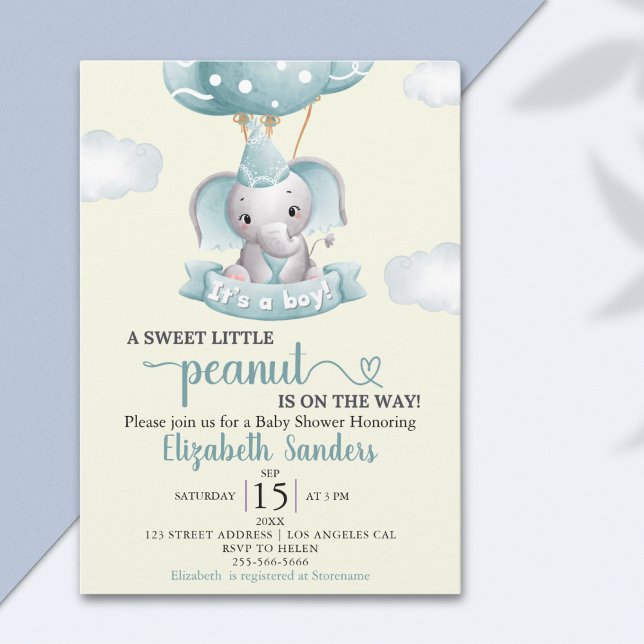 Convites Sweet Little Peanut is on the way Baby shower (Criador carregado)