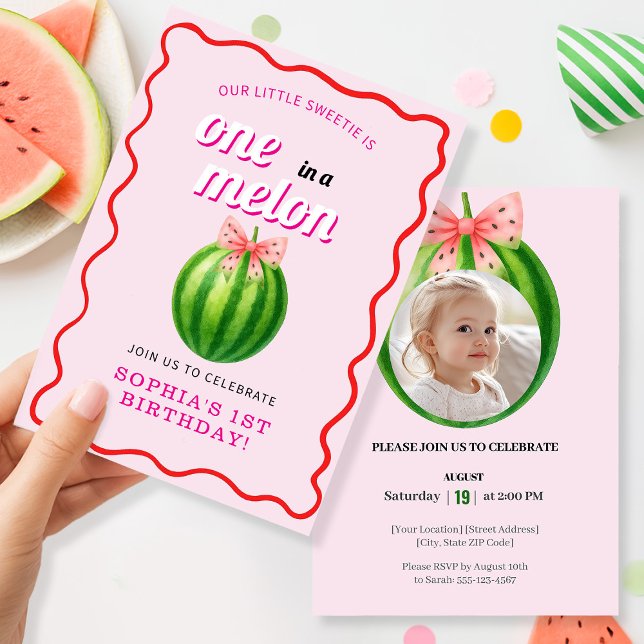 Convites Sweet Melon First Birthday Party (Criador carregado)