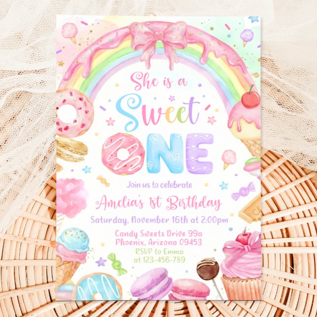 Convites Sweet One Birthday Invitation, 1st Birthday Invite (Criador carregado)
