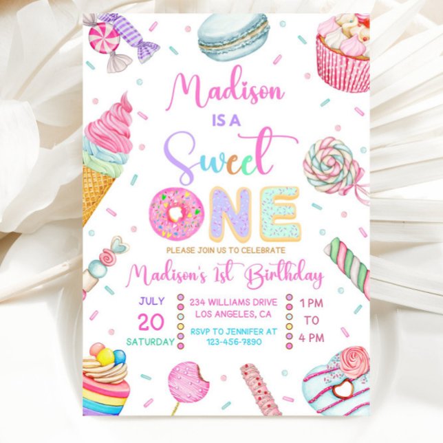 Convites Sweet One Birthday Invitation, First Candy Sweet  (Criador carregado)