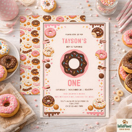 Convites Sweet One Donut 1st Birthday Party | Cute Donut