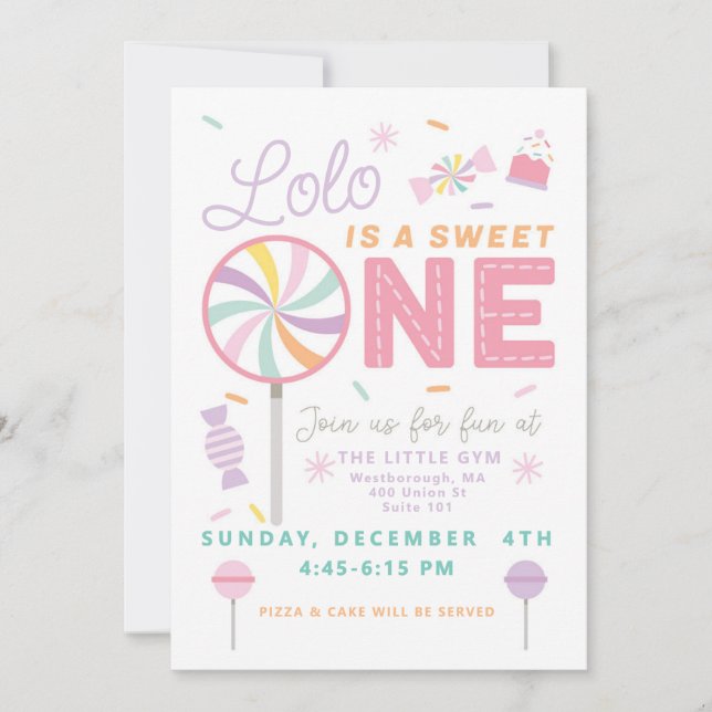 Convites Sweet One First Birthday customizable Invitation (Frente)