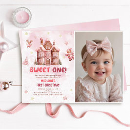 Convites Sweet One First Birthday Pink Gingerbird Foto