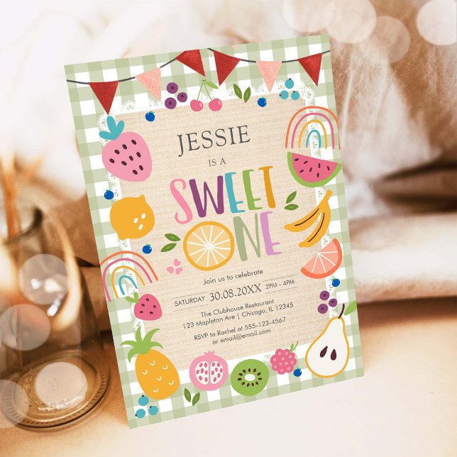 Convites Sweet One Fruit 1st Birthday Invitation (Criador carregado)