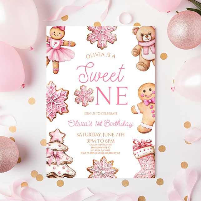 Convites Sweet One Gingerbread Cookie 1st Birthday Party (Criador carregado)