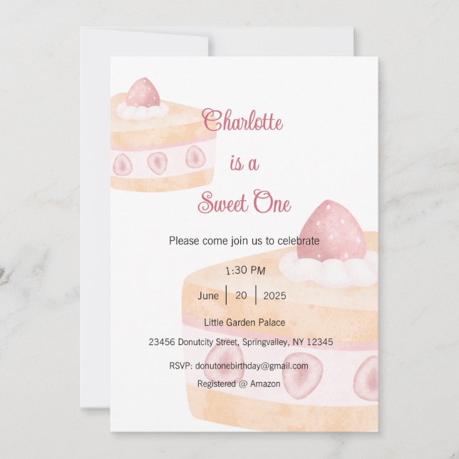 Convites Sweet One Invitation, Dessert One Party (Frente)