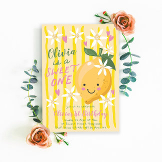 Convites Sweet One Lemon First Photo Birthday