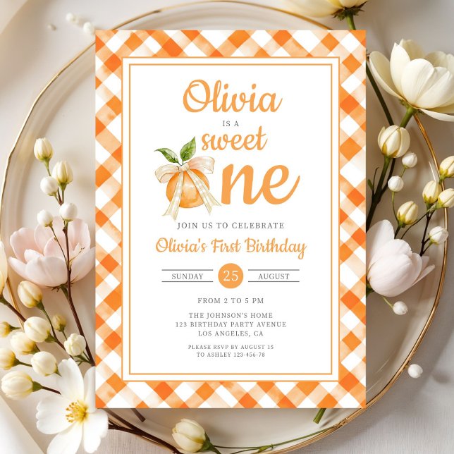 Convites Sweet One Orange Citrus 1st Birthday (Sweet One Orange Citrus 1st Birthday Invitation)