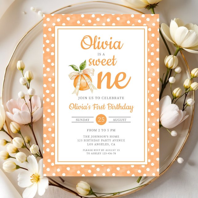 Convites Sweet One Orange Citrus 1st Birthday (Sweet One Orange Citrus 1st Birthday Invitation)