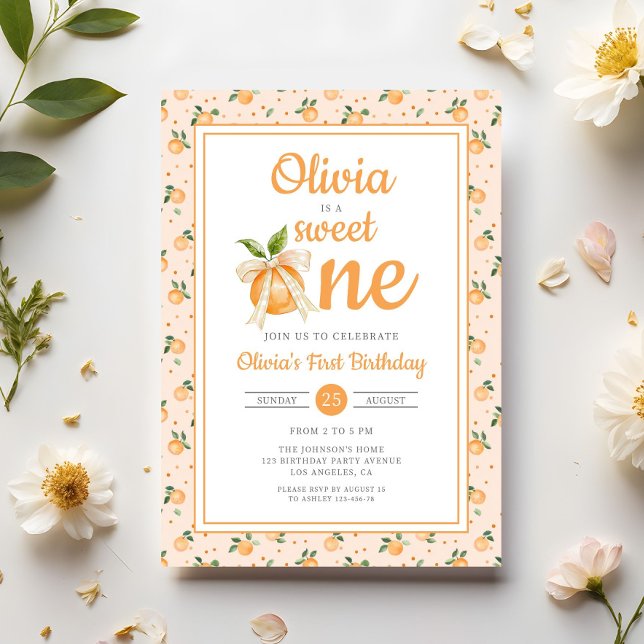 Convites Sweet One Orange Citrus 1st Birthday (Sweet One Orange Citrus 1st Birthday Invitation)