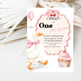 Convites Sweet ONE Silly Goose Baby Girl 1st Birthday Party
