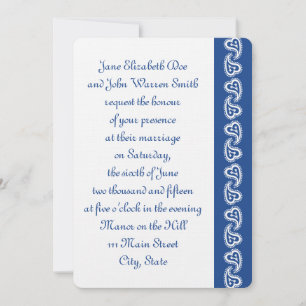 Convites Sweet Paisley Hearts em Blue Wedding Invitation