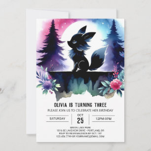 Convites Sweet Pastel Wolf Birthday