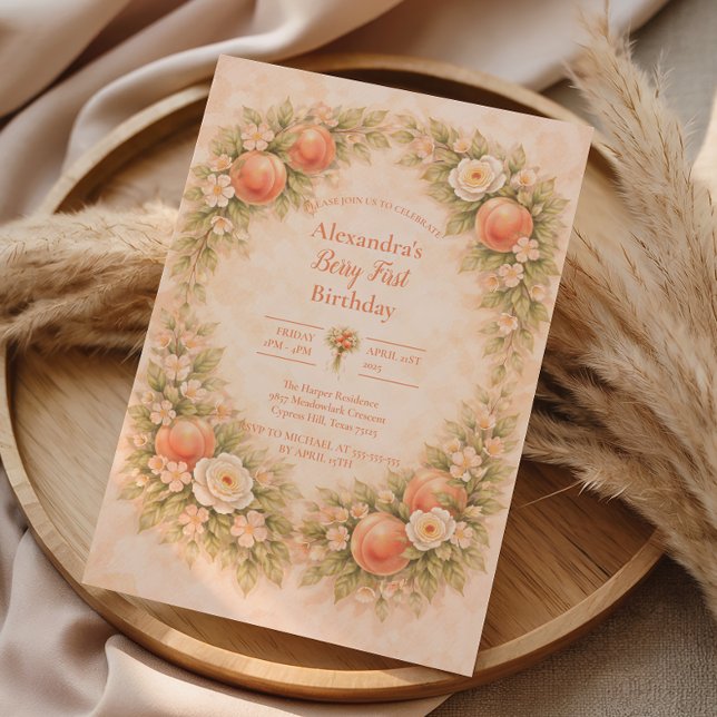 Convites Sweet Peach 1st Birthday (Criador carregado)