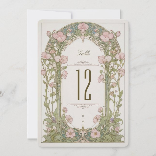 Convites Sweet Peas Wedding Table Number Card (Frente)