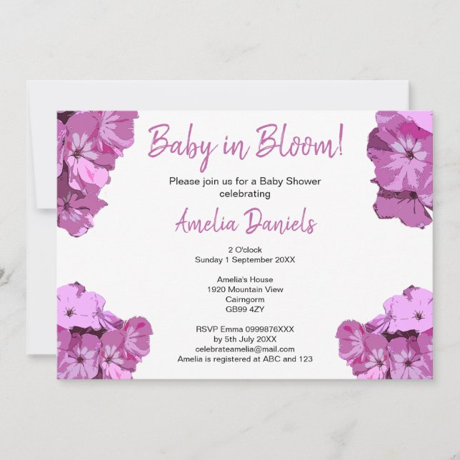 Convites Sweet Pink Floral Baby Shower Invitation (Frente)