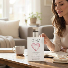 Convites Sweet Pink Heart Baby Shower Announcement