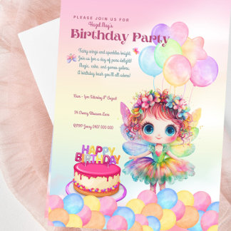 Convites Sweet Rainbow Fairy Invitation Para Meninas