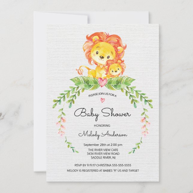 Convites Sweet Safari Jungle Lion Invitation (Frente)