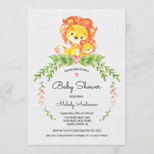 Convites Sweet Safari Jungle Lion Invitation