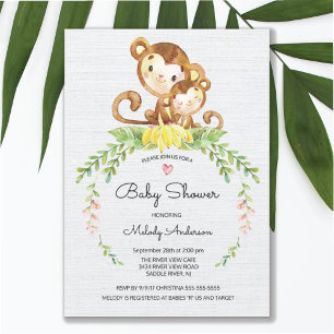 Convites Sweet Safari Jungle Monkey Invitation