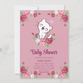Convites Sweet Serenity Kitten Baby Shower Invitation